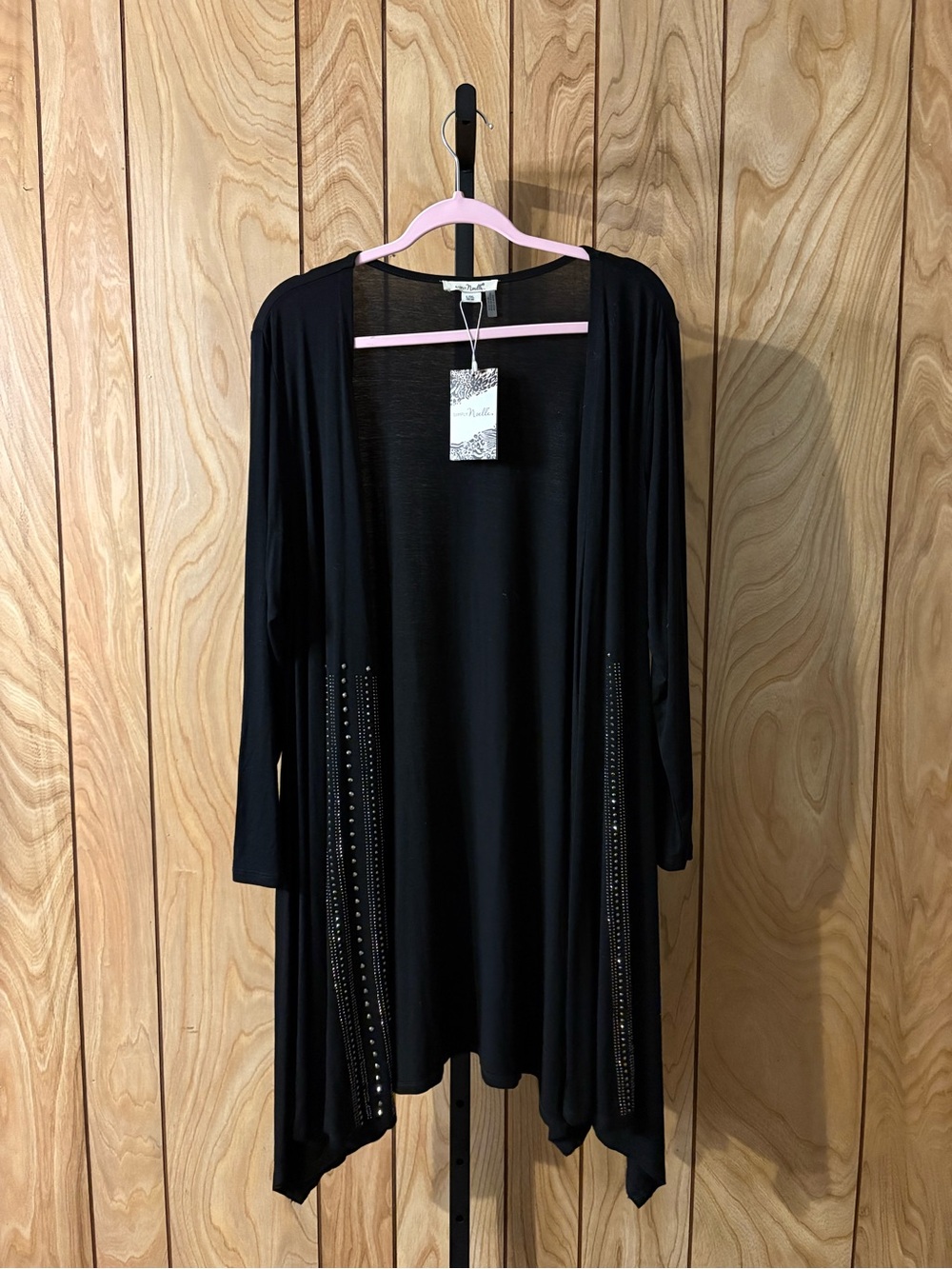 Simply Noelle Black Cardigan With Rhinestones/Studs L/XL NWT